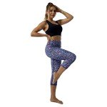 Kenntrice Glitter Printed Capri Yoga Pants with Pockets