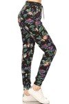 Rainforest Flower Print Jogger Pants with Pockets