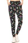 Rainforest Flower Print Jogger Pants with Pockets