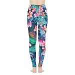 Irisjudy Plus Size Tropical Floral High Waist Leggings