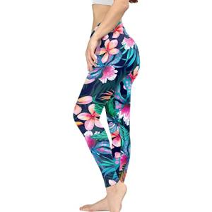 Irisjudy Plus Size Tropical Floral High Waist Leggings