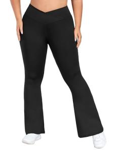 Plus Size Flare Leggings for Women - Black