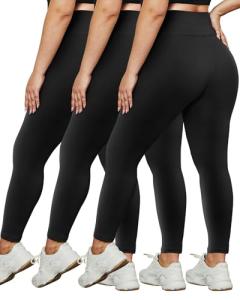 Plus Size High Waist Leggings 3-Pack - Black