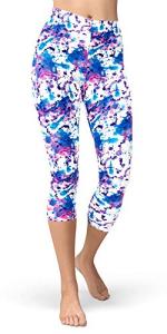 Artistic Splash Printed Capri Leggings for Women