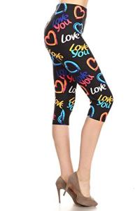 Valentine Hearts Print High Waisted Capri Leggings