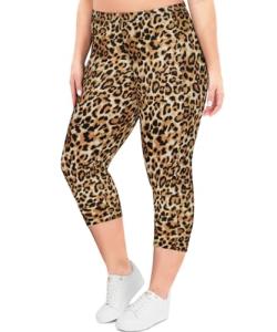 Plus Size Capri Leopard Print Leggings for Women