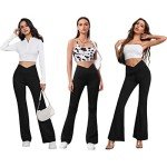 DLOODA Women's High Waisted Flare Leggings with Pockets