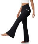 DLOODA Women's High Waisted Flare Leggings with Pockets