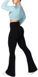Sunzel High-Waisted Crossover Flare Leggings - Black