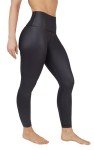 High Waisted Faux Leather Ankle Leggings - Black
