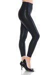 High Waist Black Faux Leather Leggings - Medium
