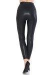 High Waist Black Faux Leather Leggings - Medium