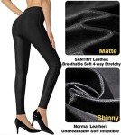 SANTINY High Waisted Faux Leather Leggings - Black