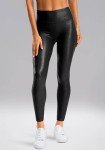 SANTINY High Waisted Faux Leather Leggings for Women