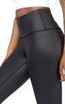 High Waisted Faux Leather Ankle Leggings - Black