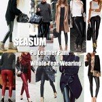 SEASUM Women's High-Waisted Faux Leather Leggings