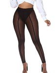 Sheer Mesh Leggings with Built-In Panties - Black