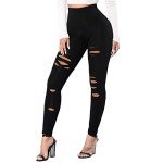 High Waist Ripped Yoga Leggings for Women