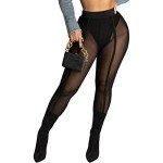 Aihuajie High Waist Sheer Mesh Leggings