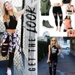 High Waist Ripped Yoga Leggings for Women