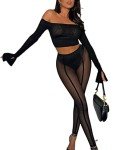 Sheer Mesh Leggings with Built-In Panties - Black