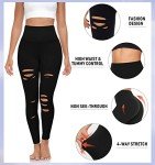 High Waist Ripped Yoga Leggings for Women
