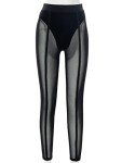 Sheer Mesh Leggings with Built-In Panties - Black