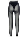 Sheer Mesh Leggings with Built-In Panties - Black