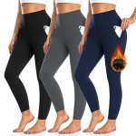 3 Pack Women's Fleece Lined Leggings with Pockets