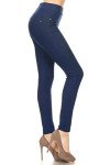 Cotton Blend Stretch Jeggings with Pockets - Denim Blue