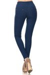 Cotton Blend Stretch Jeggings with Pockets - Denim Blue
