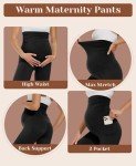 UBCUTE Fleece-Lined Maternity Leggings with Pockets