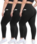 3 Pack Plus Size High Waisted Leggings with Pockets