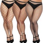 Plus Size Fishnet Stockings - 3 Pack Set