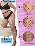 Plus Size Fishnet Stockings - 3 Pack Set