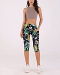 ODODOS Women's High Waisted Tropical Print Capri Leggings