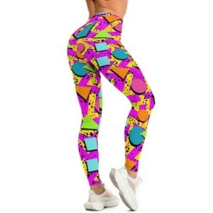 Tincall Women's 80s Style Pink Geometric Leggings