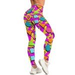 Tincall Women's 80s Style Pink Geometric Leggings
