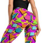Tincall Women's 80s Style Pink Geometric Leggings