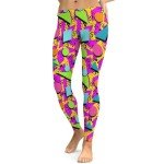 Tincall Women's 80s Style Pink Geometric Leggings