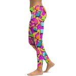 Tincall Women's 80s Style Pink Geometric Leggings