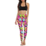 Tincall Women's 80s Style Pink Geometric Leggings
