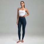 Blue Leopard High Waisted Tummy Control Leggings