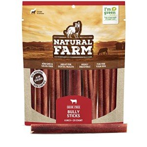 Odor-Free Natural Bully Sticks for Dogs (25 Pack)