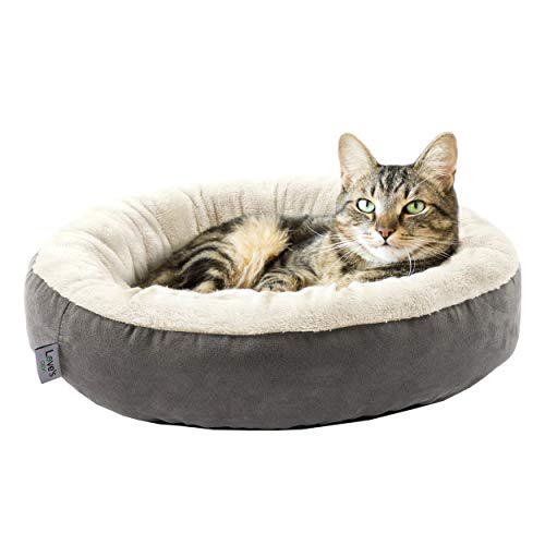 Gray Round Donut Pet Bed for Cats and Small Dogs