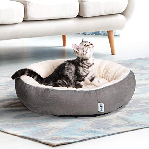 Gray Round Donut Pet Bed for Cats and Small Dogs
