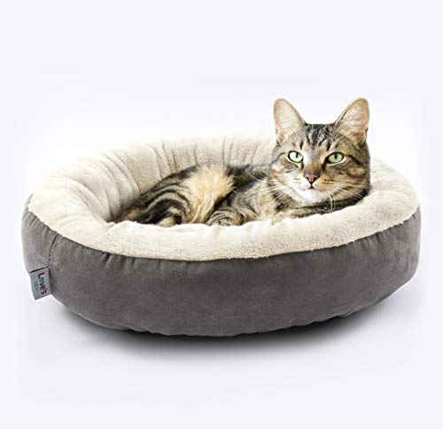 Gray Round Donut Pet Bed for Cats and Small Dogs