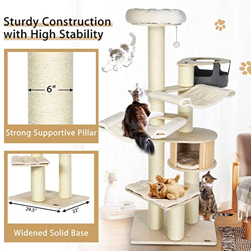 Multi-Level Cat Tower with Condo and Hammocks