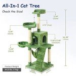 Green 53in Bengal Cat Tree with Accessories