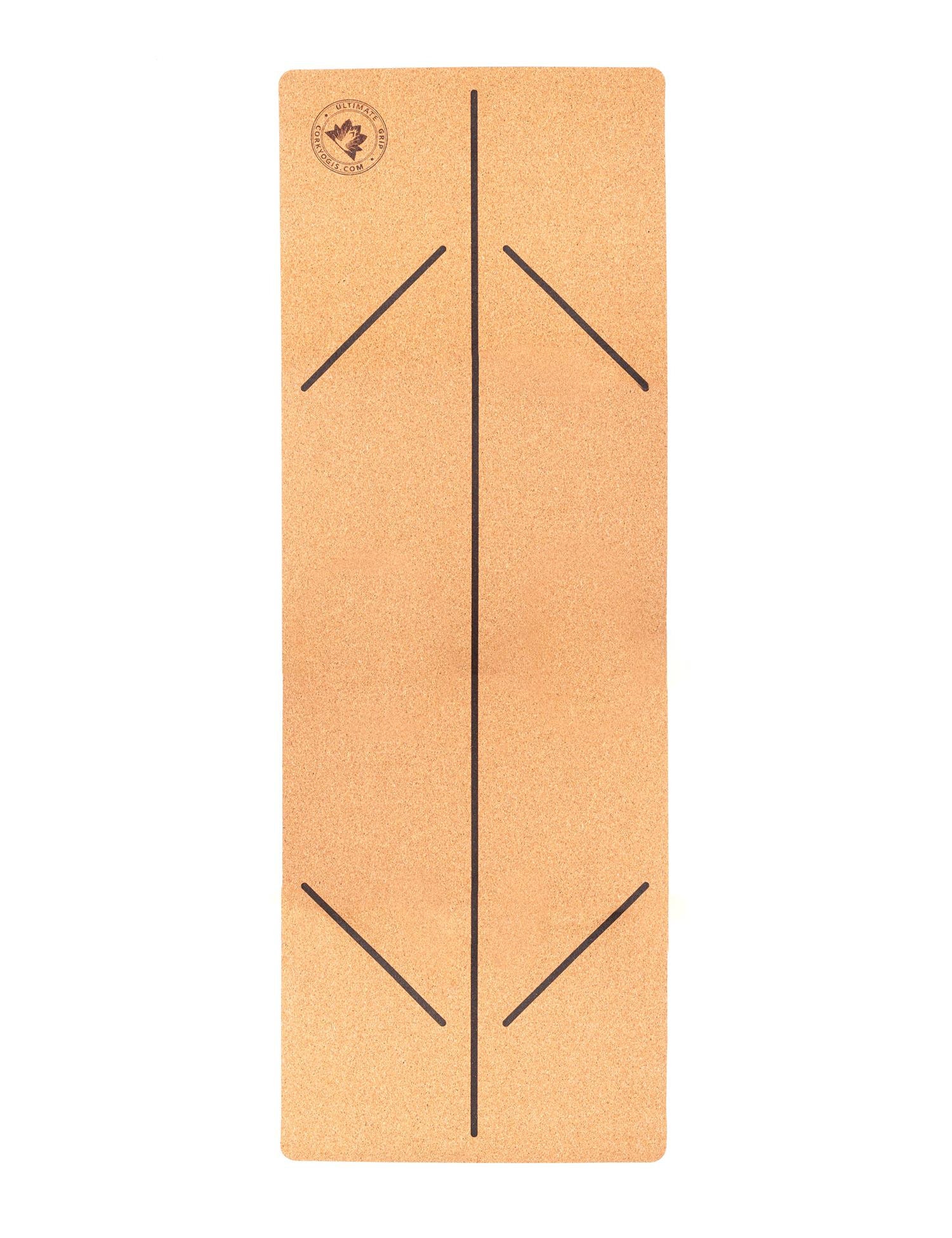 Aligned Cork Yoga Mat with Line Patterns